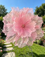 Fleur de pavot rose géante artificielle en soie, grande décoration florale pour mariage, fête, exposition en centre commercial