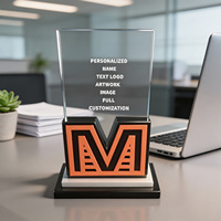 Plaque en cristal verticale Neelpure 188427 avec base en lettre M, image personnalisée imprimée en UV, trophée pour cérémonie de remise de prix d'entreprise