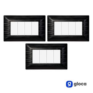 Ensemble de plaques murales en plastique Gloca, 3 pièces, noir satiné, 4 emplacements, usage résidentiel - Product Image 3