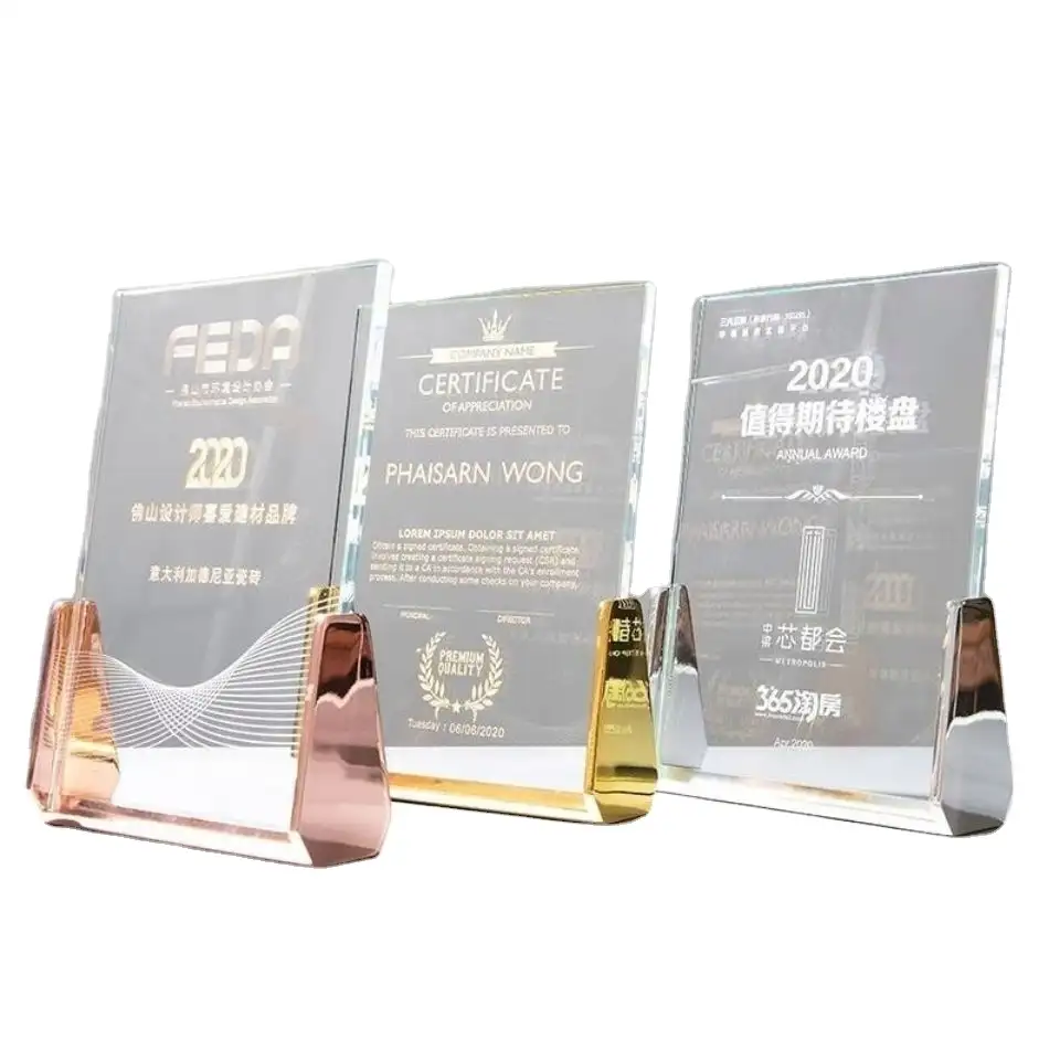 Low Price Support OEM Eco-Friendly Personalized Rectangle Crystal Trophy Award