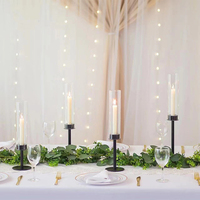 Ensemble de grands bougeoirs ronds en verre avec couvercle en verre pour centre de table de mariage