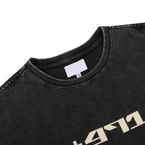 OEM Fabricante Streetwear Vintage Ácido Lavado 280 Gsm Camiseta Gráfico Mock Neck Camisetas gruesas para hombres - Product Image 3