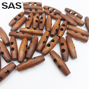 SAS卸売 2.5-6cm 木製オーバル型ボタン 二つ穴付きオーバル木製コートボタン - Product Image 4