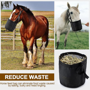 Bolsa de Alimentación para Caballos, de Nailon Negro Ajustable, para Alimentación Lenta de Caballos, Ganado y Ovejas - Product Image 1