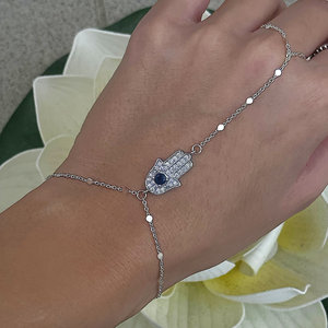 Alla moda catena a mano Hamsa in acciaio inossidabile placcato oro Ev-il bracciale anello con motivo a farfalla gioielli in Zirconia con <span class=keywords><strong>Fatima</strong></span> - Product Image 3