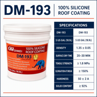 Revêtement de toiture en caoutchouc silicone DIMEI DM-193, 100 % imperméable, application par pulvérisation, résistant aux UV, imperméabilisation liquide pour toiture plate