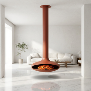 Cheminée suspendue UFO personnalisée avec <span class=keywords><strong>foyer</strong></span> intégré <span class=keywords><strong>au</strong></span> murs en briques, fonctionnant <span class=keywords><strong>au</strong></span> bois/éthanol/<span class=keywords><strong>gaz</strong></span>, pour villa, gîte ou usage commercial - Product Image 2