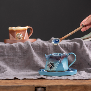 Taza de café con leche retro única con efecto de transmutación, taza de espresso 3D con diseño de mariquita, juego de taza de té con cuchara y platillo de mariquita caprichosa para regalo. - Product Image 3