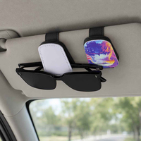 Support de lunettes en cuir PU par sublimation pour pare-soleil de voiture, porte-lunettes vierge à personnaliser, accessoires intérieurs auto DIY