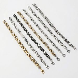 Bracelet chaîne tendance en acier titane, blocs géométriques irréguliers, bijoux unisexe - Product Image 1