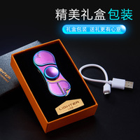 Briquet Fidget Spinner Nouveauté avec Lumières Colorées, Mots Modifiables, Design Créatif Personnalisé, Rechargeable