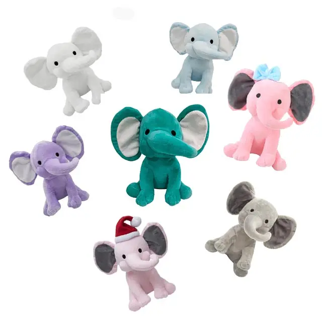 Mainan Boneka Gajah Bayi, Gajah Telinga Besar Warna-warni dengan Pita Lembut