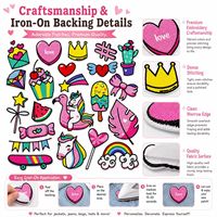 En gros Patchs brodés thermocollants et à coudre Kawaii Licorne Arc-en-ciel Cœur Couronne Cupcake Bonbon Cactus Nœud