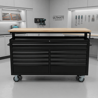 Armoire à outils de style américain de 61 pouces, respectueuse de l'environnement, en acier inoxydable 430, texture métallique, coffre à outils pour le rangement en atelier