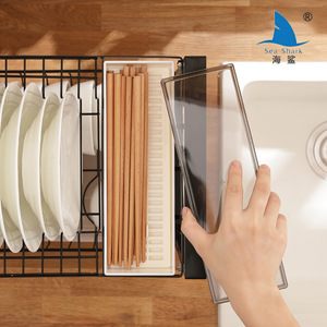 Escurreplatos Sea Shark de Acero al Carbono, Multiusos, para Almacenamiento en la Cocina, Escurreplatos Lateral para Fregadero - Product Image 5