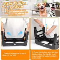 Neking 002 Double gamelle surélevée pour chien, en acier inoxydable durable et ABS, pliable, réglable en hauteur, antidérapante