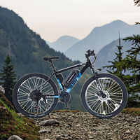 Vélo de montagne électrique à batterie au lithium 36V 350W sans balais, 29 pouces, 21 vitesses, frein à disque, cadre en acier, suspension arrière, nouveau design