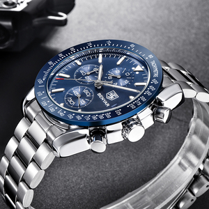 BENYAR 5140 Orologio al Quarzo da <span class=keywords><strong>Uomo</strong></span>, <span class=keywords><strong>Marca</strong></span> <span class=keywords><strong>di</strong></span> Alta Gamma, Acciaio Inossidabile e Silicone, Stile Business Casual, Impermeabile, Idea Regalo - Product Image 4
