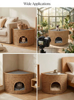 Großhandel Natürliches Rattan-Haustierhaus Handgewebtes Weiden-Katzenbett Luxuriöse Katzenmöbel OEM ODM Maßgeschneidertes Design