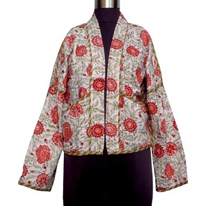 New Arrival Handmade Indian <b>Kantha</b> Stitch 100% Pure Cotton Breathable Printed Button Women Girls Winter Night Wear <b>Jacket</b> for - Product Image 1