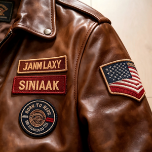 <span class=keywords><strong>Chaqueta</strong></span> de Motociclista Personalizada para <span class=keywords><strong>Hombre</strong></span>, Estilo Vintage, de <span class=keywords><strong>Cuero</strong></span> PU, con Parches de Letras Bordadas, Estilo Urbano - Product Image 3