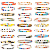 Bestone Boho Bracelets de surf élastique coloré d'été Miyuki Tila Bracelet perlé pour femmes bijoux Miyuki Bracelet Miyuki