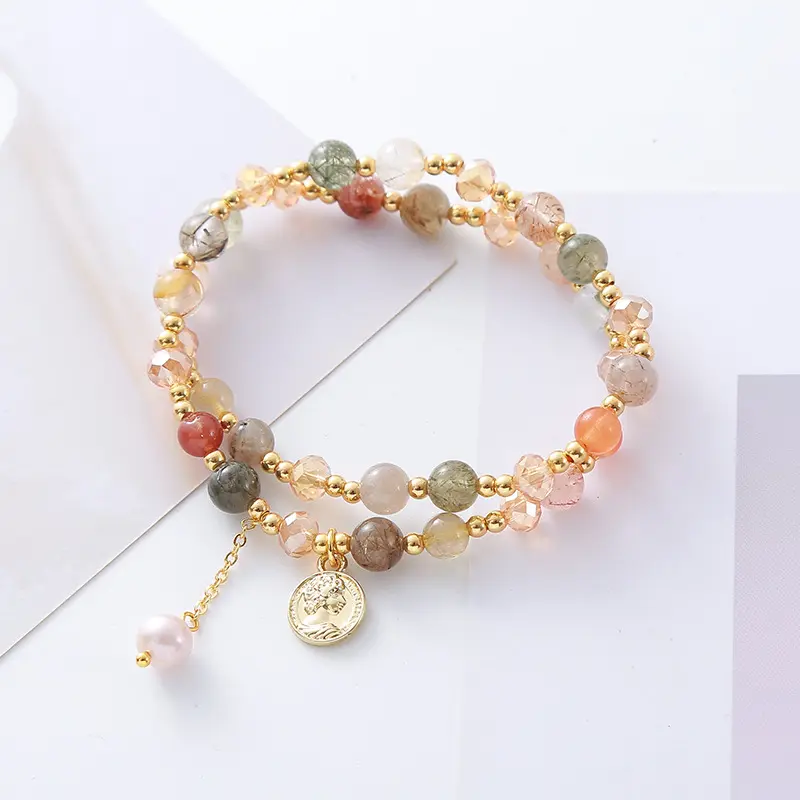 Personality Vintage Beaded Double-layer Bracelet Fashion Daily Wear Women Crystal Bracelet Jewelry Wholesale For Gifts