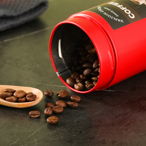 Stampa personalizzata 150ml 450ml cilindro chicchi di caffè Matcha contenitore metallico nastro rosso a prova di umidità barattolo ermetico - Product Image 6