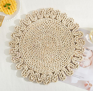 Tapete de mesa de paja tejida hecha a mano, estera de té de estilo japonés con piel de maíz natural para el hogar, aislante del calor - Product Image 6