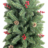 Sapin de Noël artificiel extérieur avec cônes de pin rouges, décorations de fêtes en PVC multi-spécifications pour la cour avant et le porche