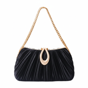 กระเป๋าถือทรงครึ่งวงกลมประดับเพชร สไตล์ยุโรปและอเมริกา จากโรงงานโดยตรง พร้อมสายสะพายโซ่ สำหรับงานเลี้ยงอาหารค่ำ ขายส่ง - Product Image 1