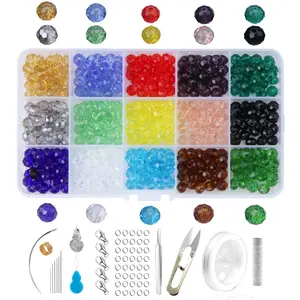 Valentine's Day Custom DIY Craft 15 Colors Wheel Assorted Glass Bracelet Making Kit Crystal Beads for Jewelry Making