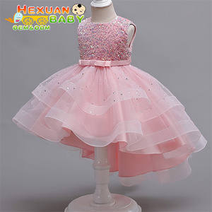 Abito da bambina in stile occidentale con coda, <span class=keywords><strong>elegante</strong></span> vestito girocollo per bambine, design per bambine di 10 anni - Product Image 4