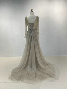 MB20017 Robe de cérémonie sirène mère de la mariée avec perles à encolure dégagée Robe de soirée à manches longues - Product Image 6