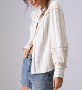 เสื้อผู้หญิงผ้าฝ้ายติดกระดุมหน้าสไตล์วินเทจ - Product Image 4