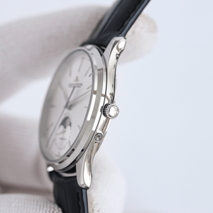 <b>Automatic</b> Mechanical Watch Moon Phase Display Stainless Steel Case Black Leather Strap Dress Watch for Men Daily Business Casual - Product Image 4