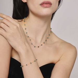 สร้อยคอทองคำแท้ 18K ดีไซน์ทันสมัย ป้องกันการหมอง พร้อมชุดสร้อยคอประดับด้วยหินธรรมชาติ สำหรับผู้หญิงและเด็กผู้หญิง - Product Image 4