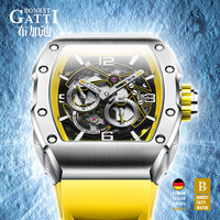 Montre Homme Bonest Gatti BG9903-A3 de Haute Qualité, Marque de Renom, Best-seller, Aiguilles Lumineuses, Cadran Creux