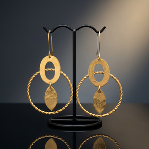 Pendientes de Aro Étnicos de Latón Chapado en Oro de 24K y Rodio para Unisex, Aniversario - Product Image 2