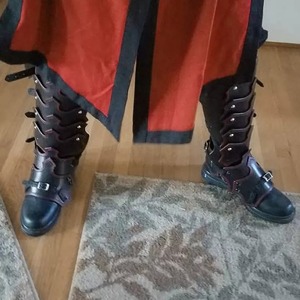 Armadura de Pierna de Cuero PU Medieval para LARP, Polainas Góticas, <span class=keywords><strong>Kit</strong></span> de Disfraz de Caballero Vikingo, Cubrebotas para Cosplay de Jinete para Hombres - Product Image 4
