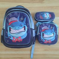 Ensemble de 3 sacs d'école 3D pour enfants, motif dessin animé, doublure en nylon, fermeture éclair, léger, protection thermique de la colonne vertébrale, pour élèves du primaire