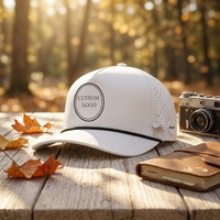 Casquette de golf de haute qualité en cinq parties avec patch en cuir personnalisé, logo brodé en PVC 3D, casquette de papa, casquette de baseball sportive