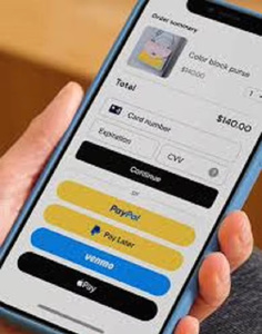 Sac à main color block, interface de paiement numérique, options de paiement mobile, PayPal, Venmo, Apple Pay - Product Image 1