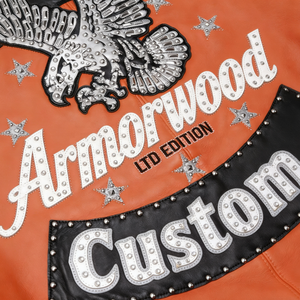 Veste universitaire en cuir brodée avec appliques, vente en gros d'usine, OEM, personnalisée pour hommes, 100% cuir d'agneau, style hip-hop streetwear - Product Image 6