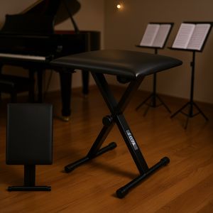 Taburete de Piano de 5 Niveles, Estilo X, Ajustable, Acolchado, con Estructura Metálica - Product Image 2