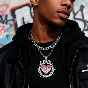 สร้อยคอจี้ฮิปฮอปดีไซน์ดั้งเดิม ทำเองได้  วัสดุเงินแท้ 925 ประดับเพชรโมอิสซาไนต์หลากสี  สำหรับผู้ชาย - Product Image 3