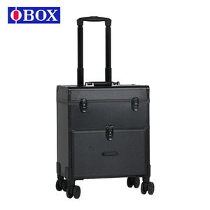 Maleta con Ruedas Obox para Salón de Belleza, Aleación de Aluminio Negra, con Ruedas Universales, Resistente, Duradera, Caja de Almacenamiento Profesional para Maquillaje - Product Image 4