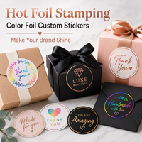 Autocollants personnalisés découpés à la forme, imperméables, avec estampage à chaud, logo personnalisé, étiquettes métalliques brillantes pour boîtes cadeaux, bougies et artisanat