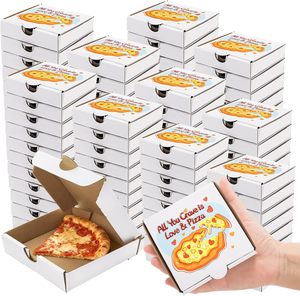 Cajas de Pizza Pequeñas Cuadradas de Cartón, Cajas Blancas Individuales para Regalos de Fiesta de Pizza, para Galletas de Duendes, Dulces y Gomitas - Product Image 1