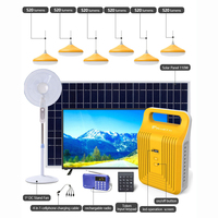 Ventilateur de télévision avec panneau solaire, Kit pour la maison, avec Batterie, Lithium, service solaire, veilleuse